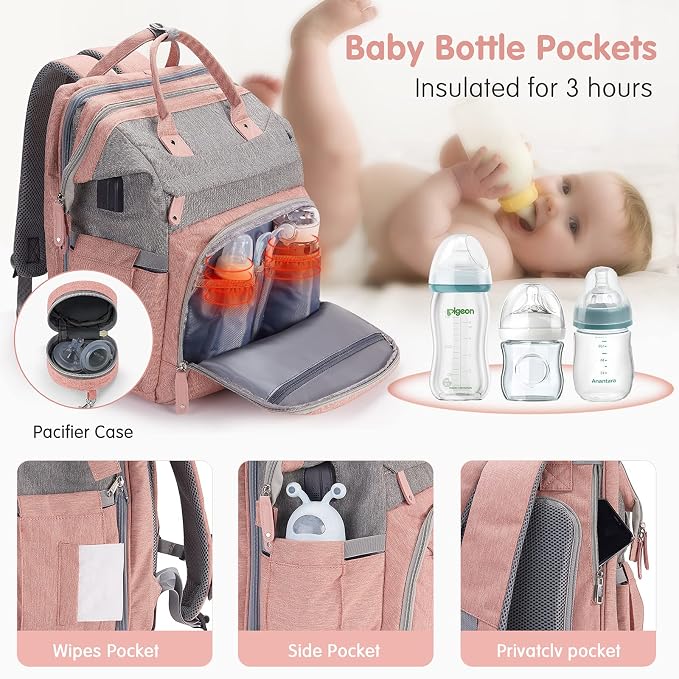 DERJUNSTAR Diaper Bag Backpack – Large Capacity Baby Diaper Bag