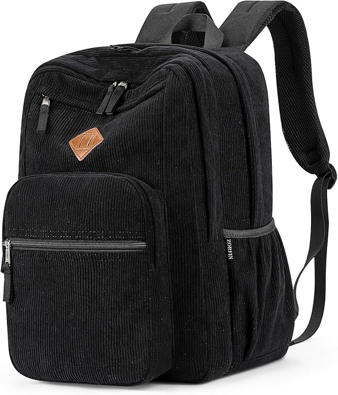 ZORFIN 26L Backpack for College, and Travel: Corduroy Bookbag