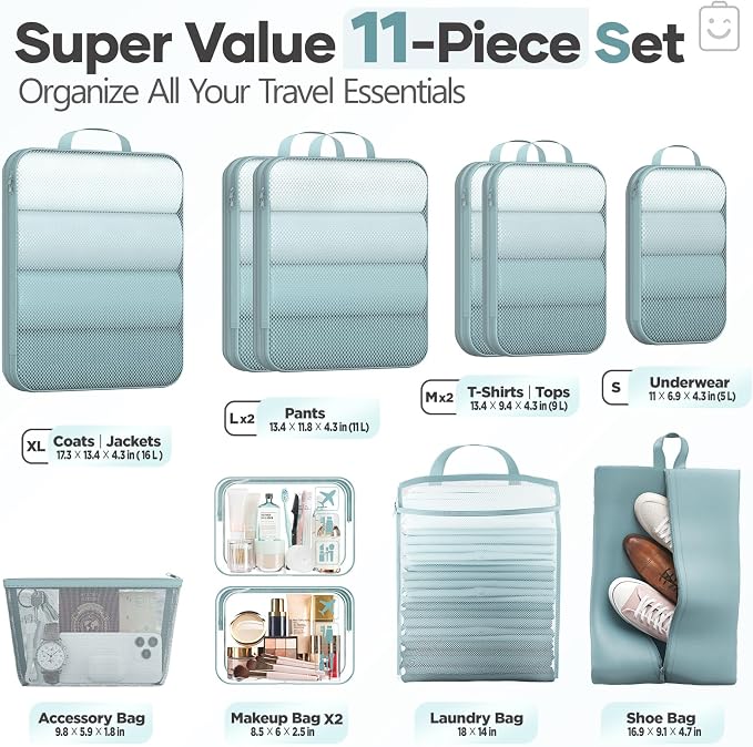 Veken 11 Set Compression Packing Cubes