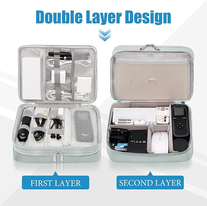 SELLYFELLY Electronics Travel Organizer, Double Layer Cable Organizer Bag