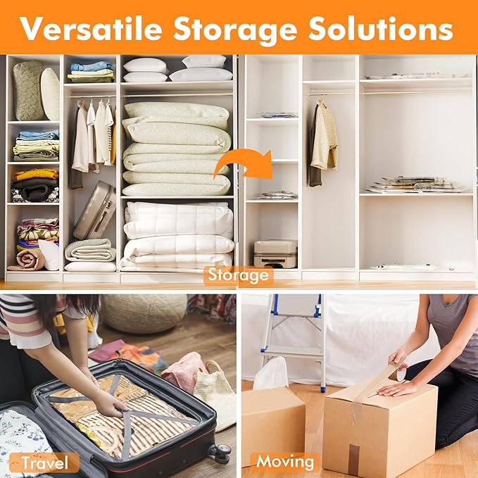 6 Large Vacuum Storage Bags, Plastic Packaging Bags, Space Saver Sealer