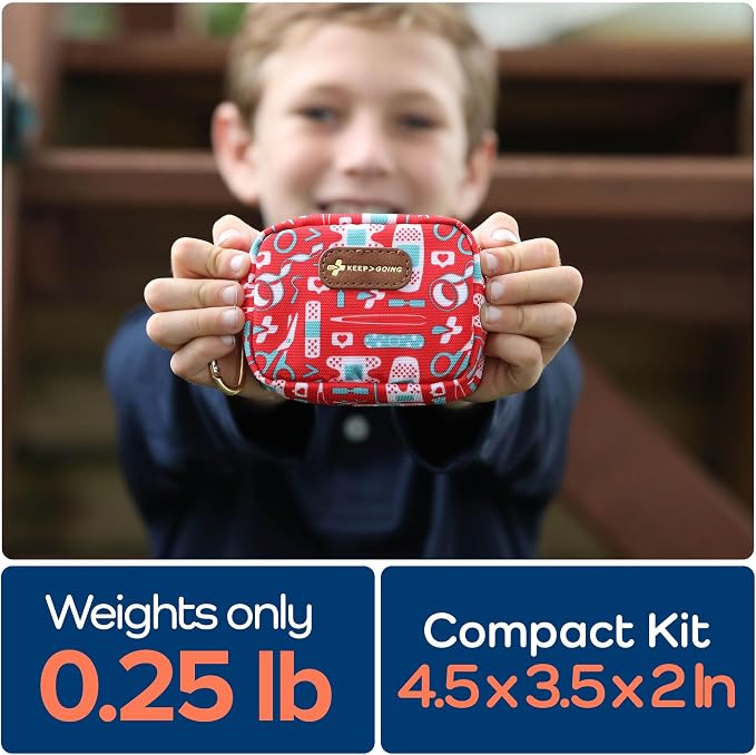 KeepGoing Small Travel First Aid Kit Kids – 60 Pc. Mini First Aid Kit