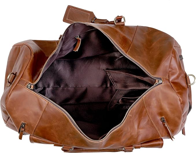 Duffle Leather Travel Bag for Women Men Gym Sports Overnight Weekend Airplane