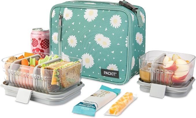 PackIt Freezable Classic Lunch Box, Daisy Sage, Built