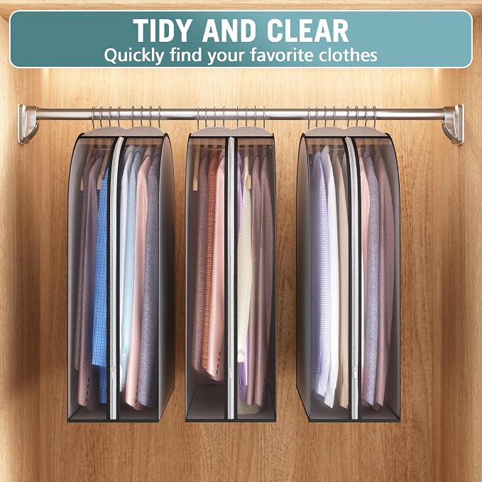 10" Gusseted Garment Bags for Hanging Clothes 32" Suit Bags for Open Closet