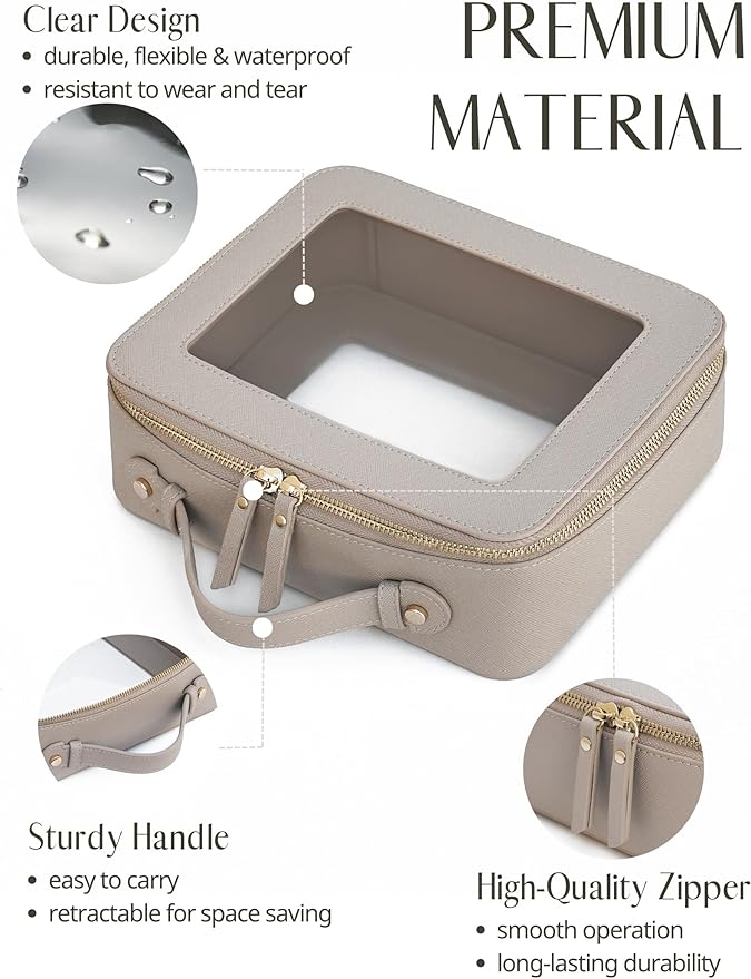 Popvibe Clear Makeup Bag Travel Cosmetic Case Transparent Toiletry Bag