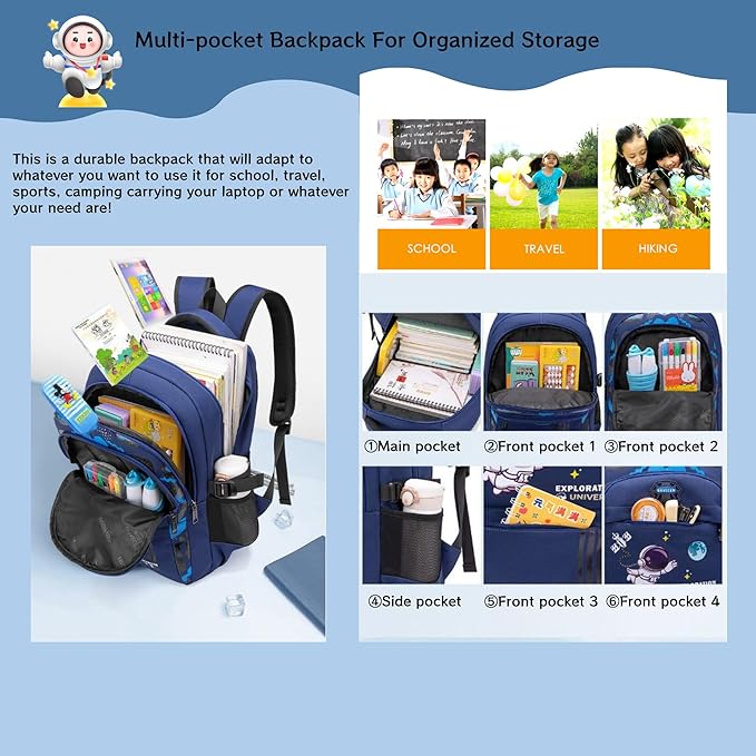 MITOWERMI Astronaut Backpack for Boys School Bags Space Kids Backpack for