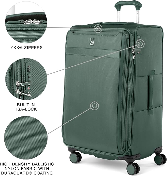 Travelpro VersaPack+ Lightweight Softside Expandable Checked Luggage, 8 Spinner