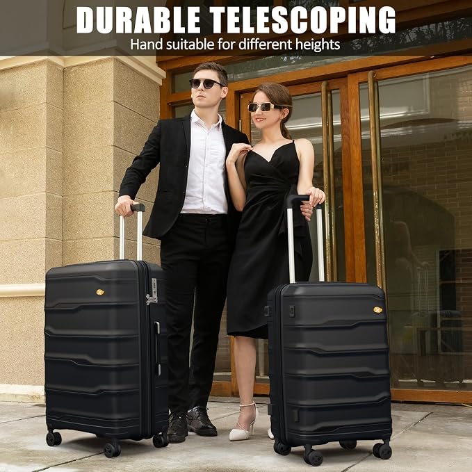24 Inch Luggage with Spinner Wheels, Hard Shell Suitcase, Lightweight PP