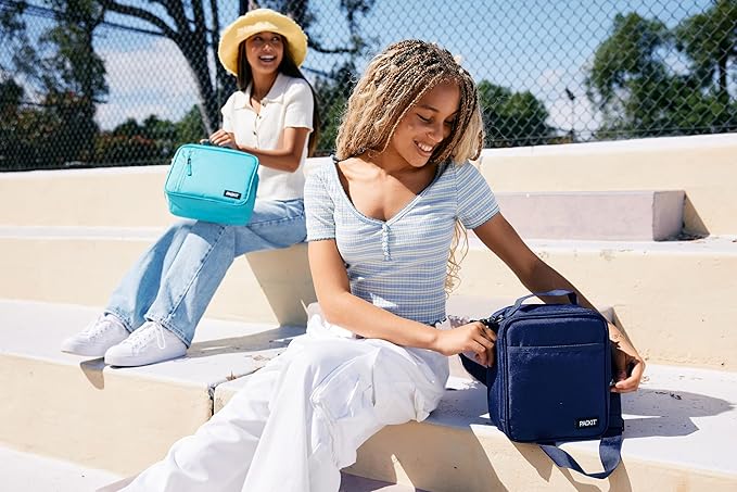 PackIt(R) Freezable Classic Lunch Box, Gray Fog, Built with EcoFreeze(R) Technology, Collapsible, Reusable, Zip Closure With Front Pocket and Buckle Handle, For Work Lunches and Fresh Lunch On the Go