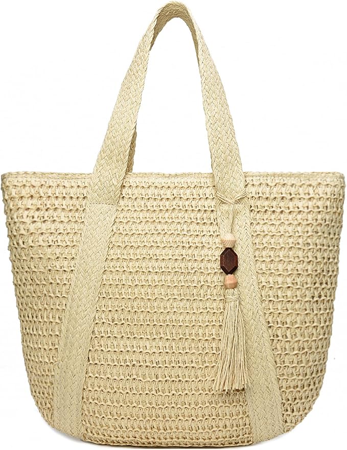 Straw Beach Bags for Women Woven Beach Tote Bag Casual Boho Large Shoulder