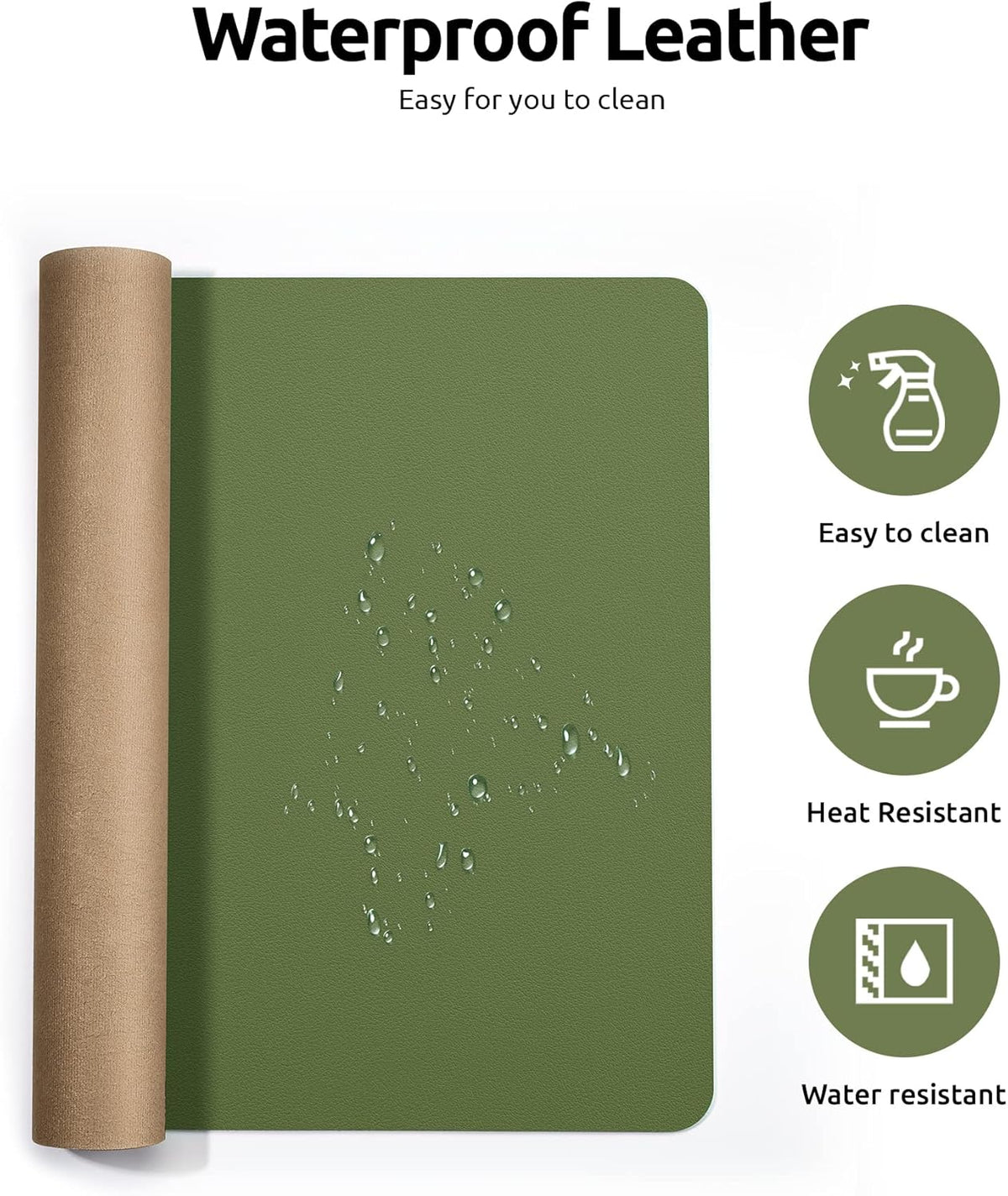 YSAGi Leather Desk Protector, Office Mat, Large Mouse Mat, Non-Slip PU Leather Blotter, Laptop Desk Pad, Waterproof Writing Pad for Office and Home (Green, 23.6" x 13.8")