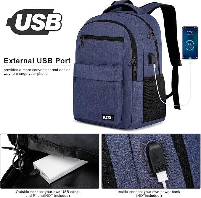 School Backpack for Teen Boys, 17.3 Inch Laptop, USB Charging Port, Anti-Theft