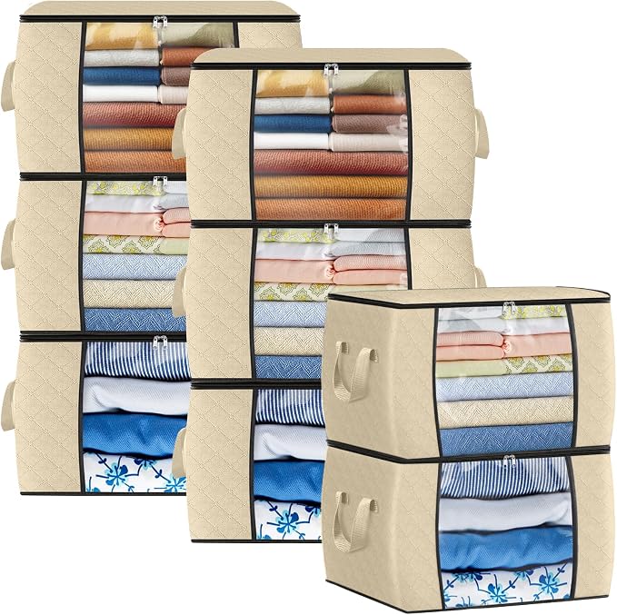 Fab totes 24 Gallons Clothes Storage, Foldable Thick Fabric Blanket Storage Bags