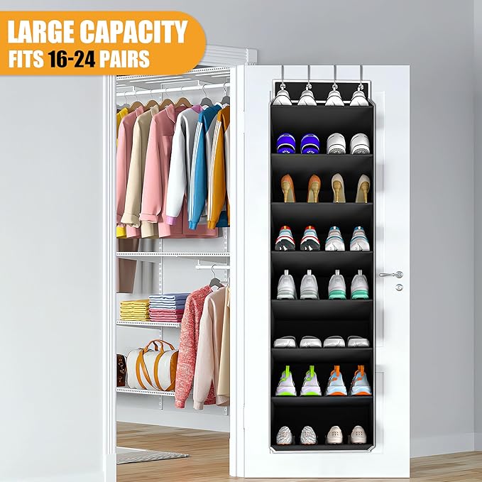 Over The Door Shoe Organizer Storage Fit 16-24 Pairs Hanging Shoe Rack Organiser