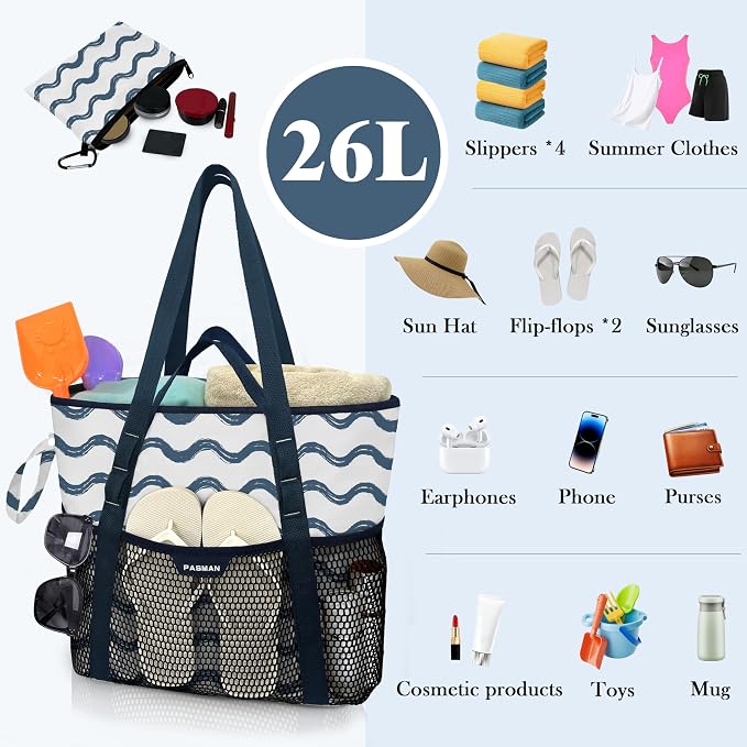 Beach Bag with Zipper