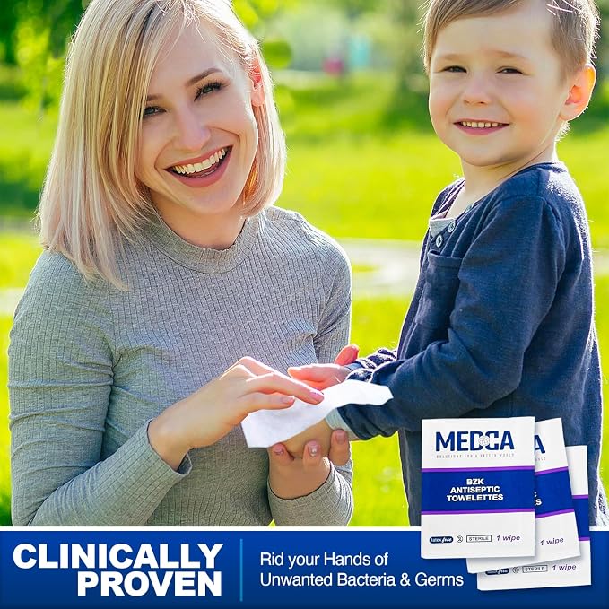 Hand Wipes – Benzalkonium Chloride Swabs Individual BZK Single-Use Packets by