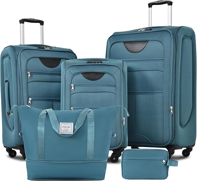 Merax Softside Luggage Set Softshell Lightweight 3 Piece Spinner Suitcase