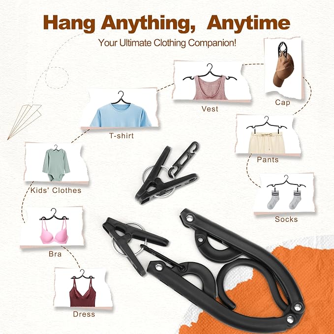 HOUSE DAY Foldable Travel Hangers 10 Pack w/10 Clips, Cruise Essentials 2025