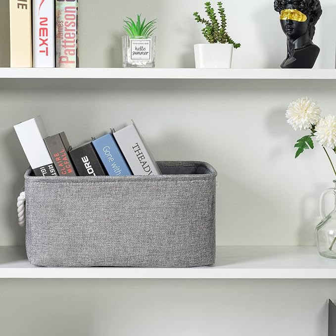 TheWarmHome Large Storage Bins Basket, 2 Pack Grey Fabric Storage Cubes