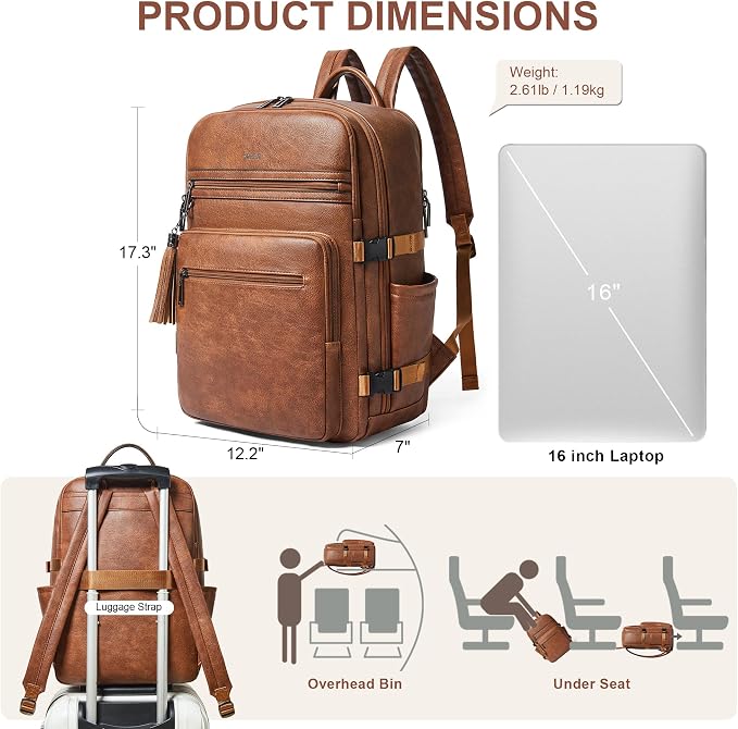 Shrrie Laptop Backpack for Women, Vegan Leather Backpack Work Computer