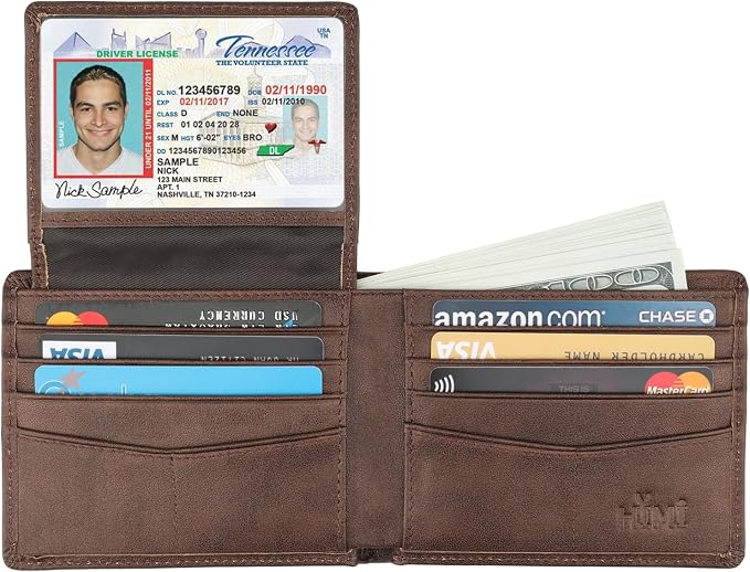 Wallet for Men-Genuine Leather RFID Blocking Bifold Stylish Wallet
