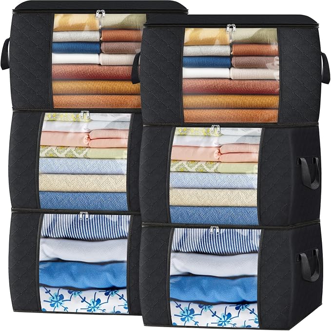 Fab totes 24 Gallons Clothes Storage, Foldable Thick Fabric Blanket Storage Bags