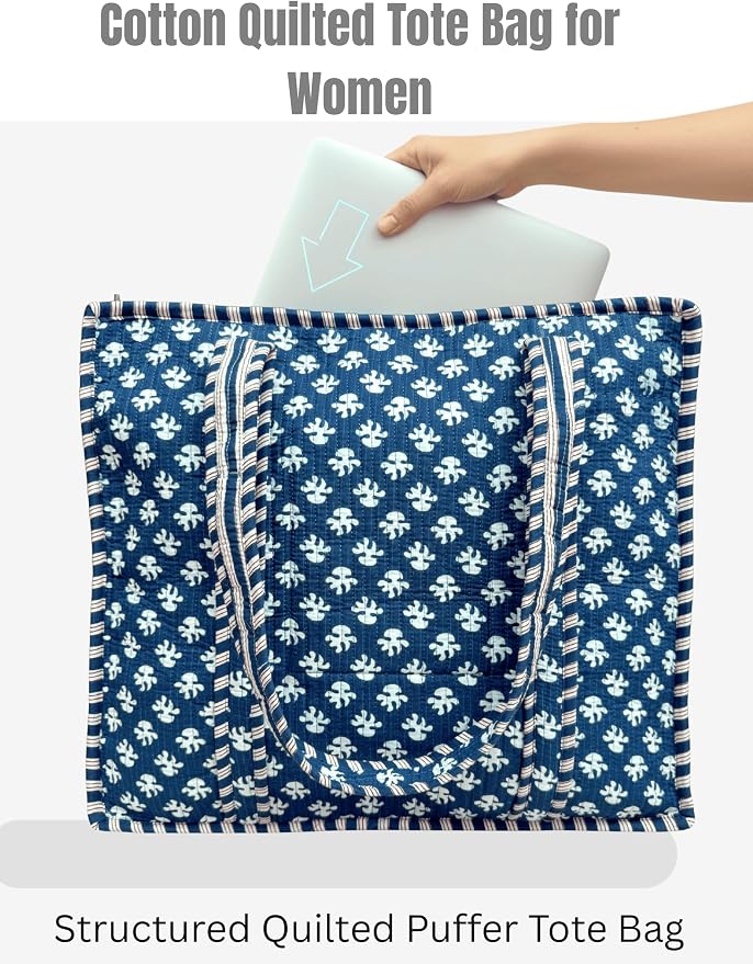 Cotton Quilted Tote Bag for Women – Large Beach & Travel Tote
