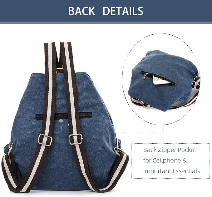 Goodhan Women Canvas Backpack Daypack Casual Shoulder Bag, Vintage Heavy-duty