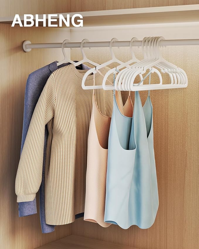 30 Pack Clothes Hangers, Non Slip Plastic Coat Hangers, Space Saving Hangers