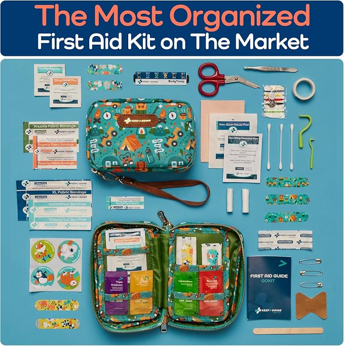KeepGoing Travel First Aid Kit for Kids – 130 Pc. for Car, Diaper Bag & Backpack