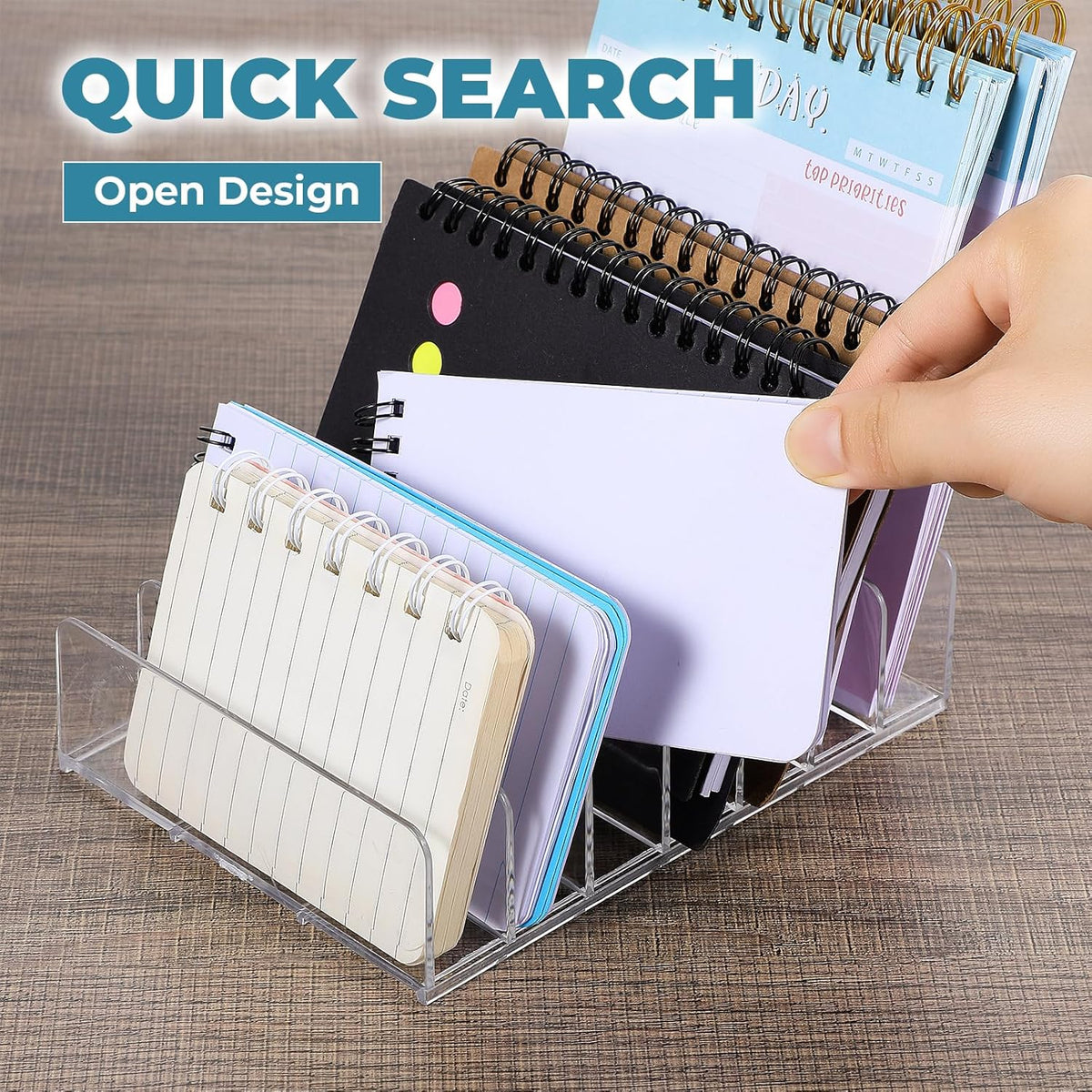 2 Pcs Acrylic Mail Holders, Desktop Organizer Sorters with 7 Compartments, Clear Letter Organizer for Office, Home, School