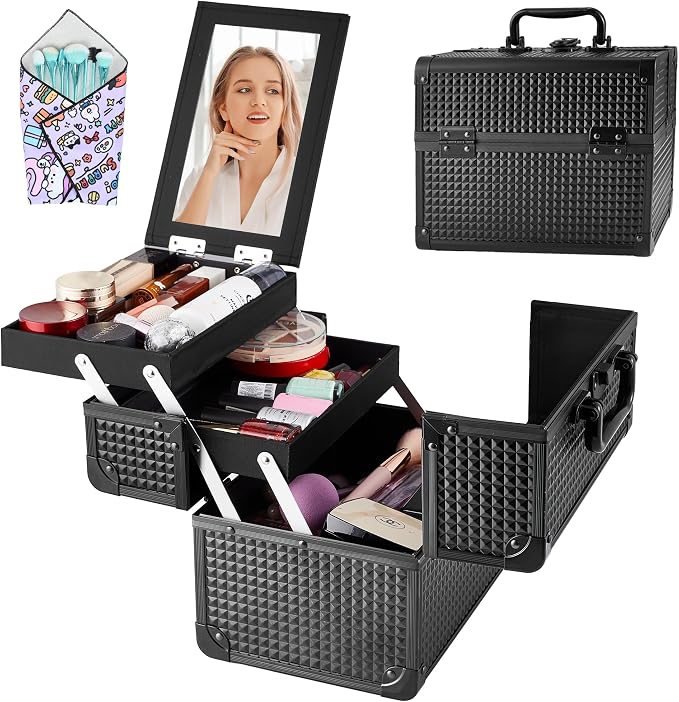 Makeup Train Case, Portable Makeup Case