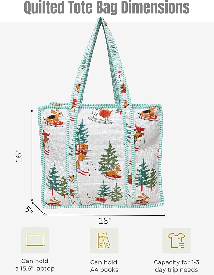 Cotton Quilted Tote Bag for Women – Large Beach & Travel Tote