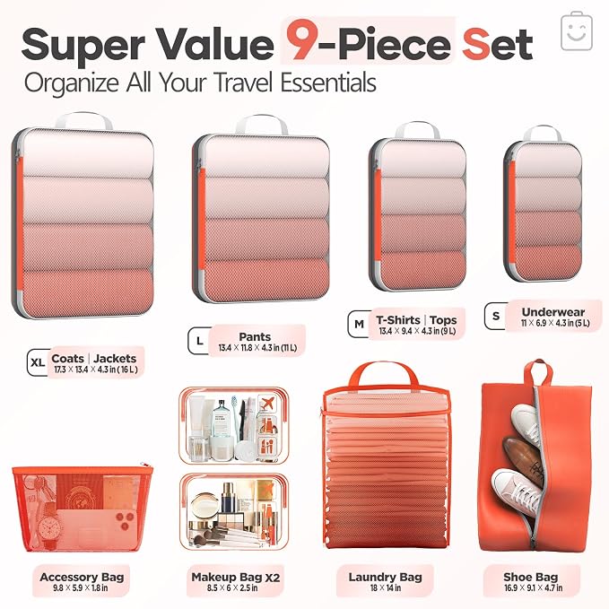 Veken 9/11 Set Compression Packing Cubes