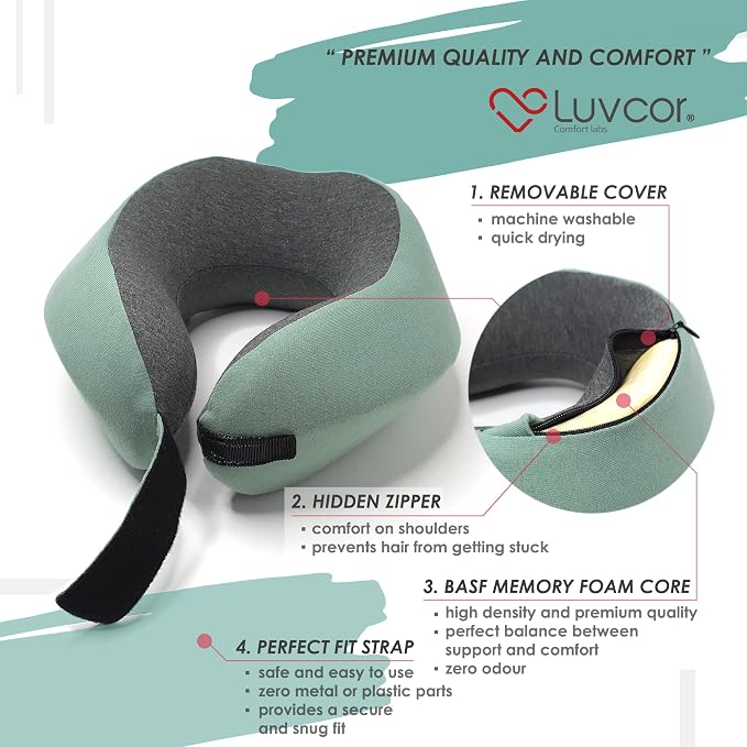 Premium Quality Memory Foam Travel Neck Pillow Bundle