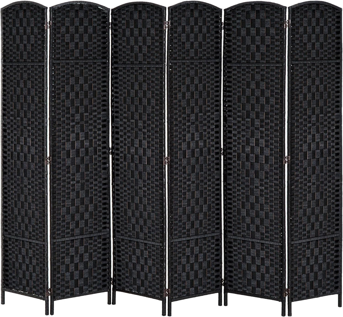 HOMCOM Room Divider, 6 Panel Folding Privacy Screen, 6FT Tall Portable Wicker Weave Partition Wall Divider for Bedroom, Home Office, Black