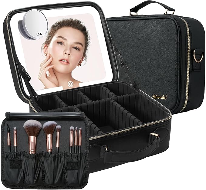 Mocado Travel Makeup Bag with LED Lighted Mirror, Travel Makeup Organizer