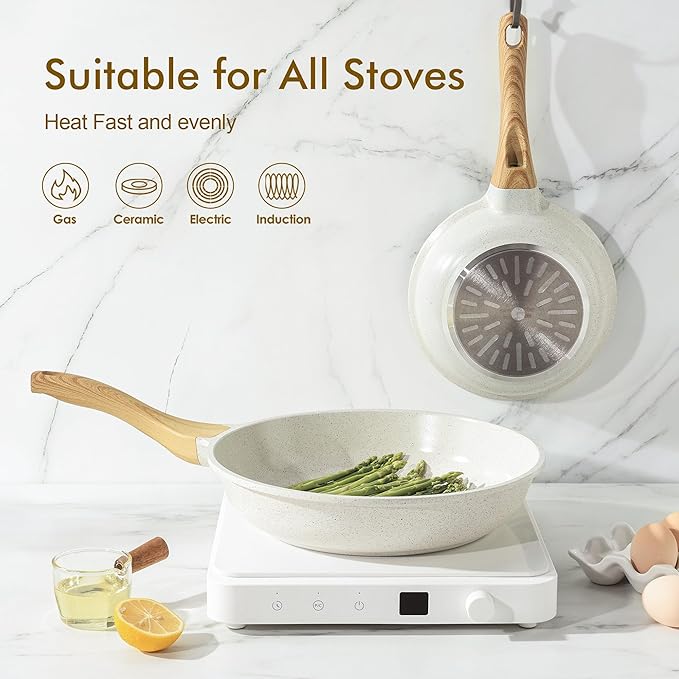 SENSARTE Nonstick Ceramic Frying Pan Skillet, 12.5 Inch Omelet Pan, Healthy Non