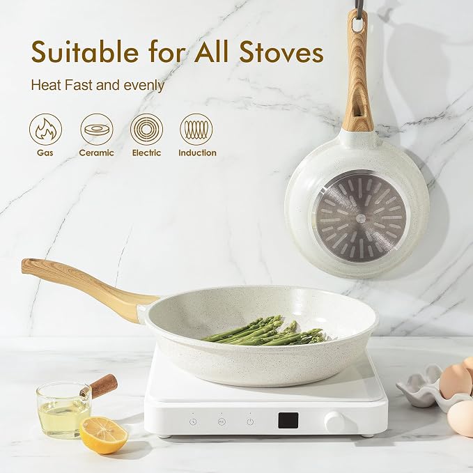 SENSARTE Nonstick Ceramic Frying Pan Skillet, 9.5 Inch Omelet Pan, Healthy Non
