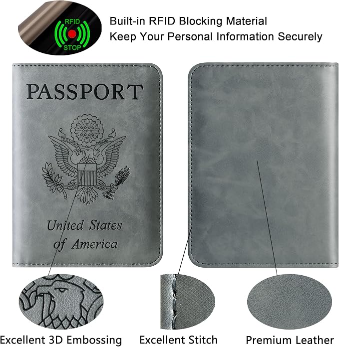 Passport Holder Cover Wallet Travel Essentials Leather Rfid Blocking Case