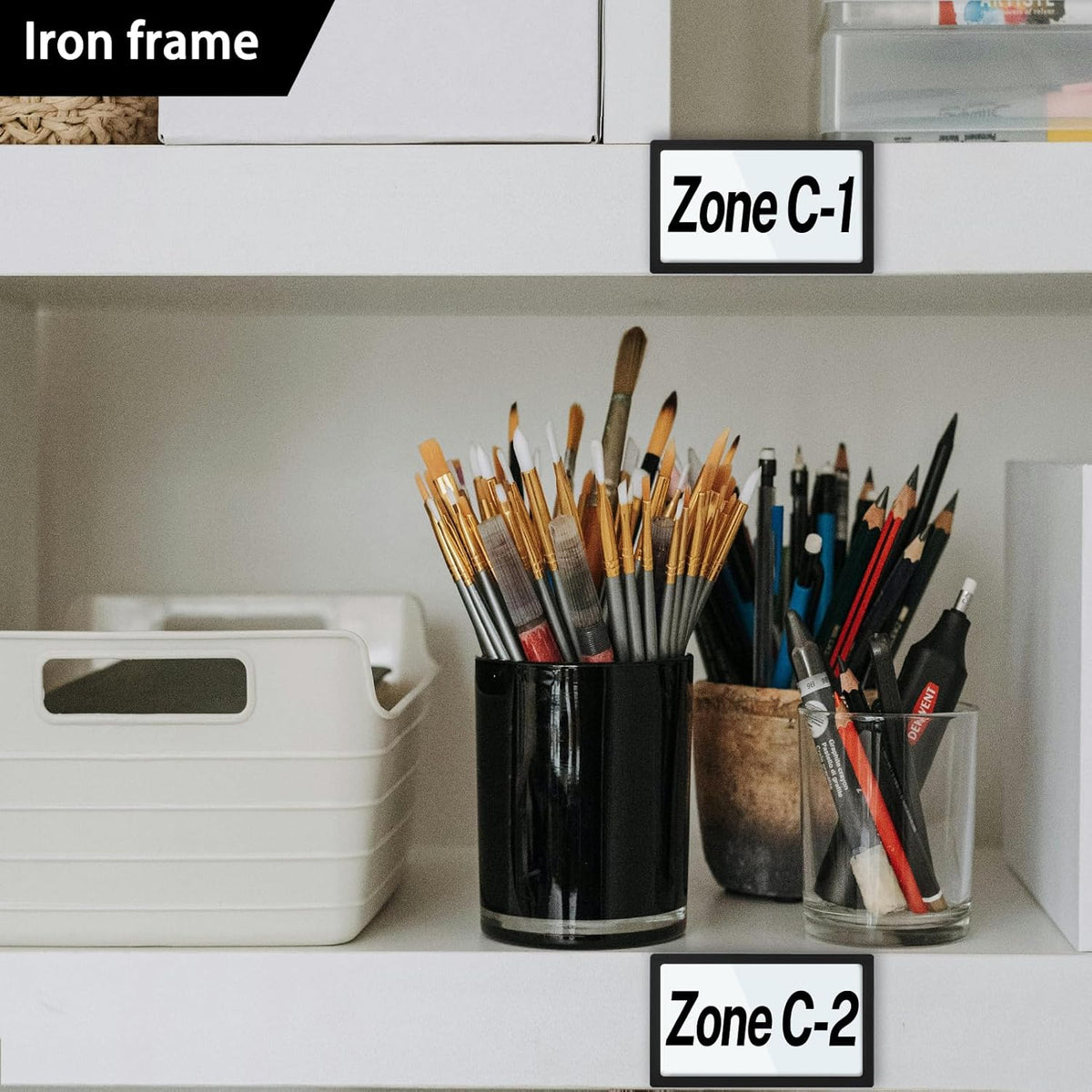 20Pcs 2x4 inch Magnetic Plastic Label Holder for Supermarket Store Price Tag, Metal Shelf File Storage Cabinet Drawer Label Tag Resuable with 8 Color Chalk Makers, 20Pcs White Paper (Black)