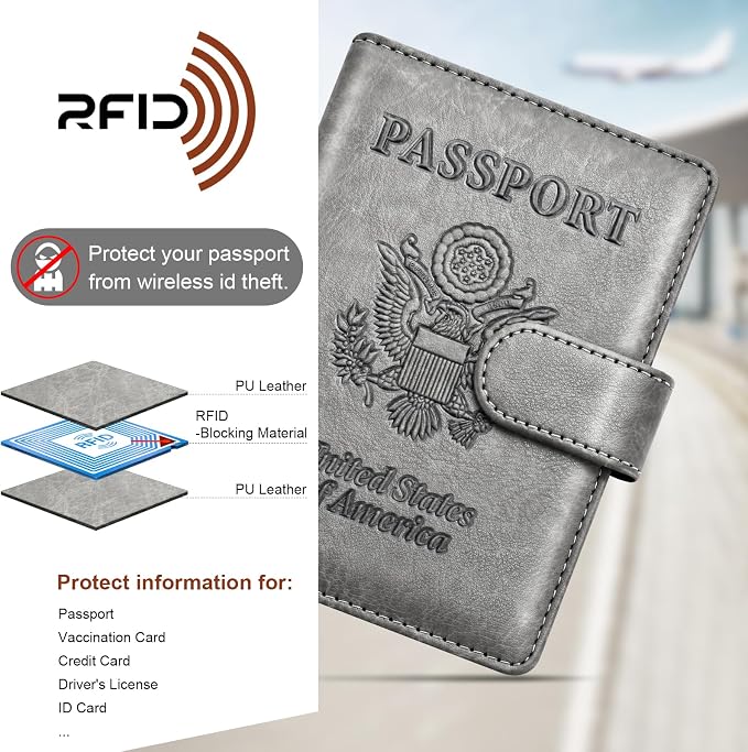 Herain Passport Holder for Travel Cruise Essentials, RFID Passports Book Card