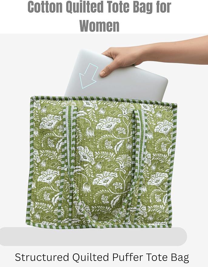 Cotton Quilted Tote Bag for Women – Large Beach & Travel Tote