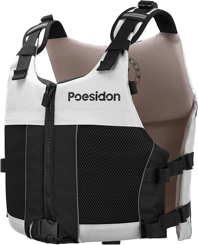 Poseidon Adjustable Water Safety Life Jacket - Classic Unisex Design with Front/Rear Storage Compartments for Multiple Water Activities