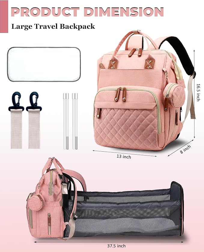 Diaper Bag with Changing Station, Waterproof 3 in 1 Baby Diaper Backpack with