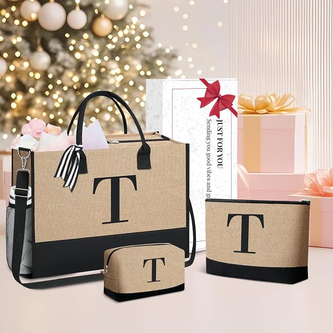 BAGAIL Initial Tote Bag, Personalized Birthday Gifts