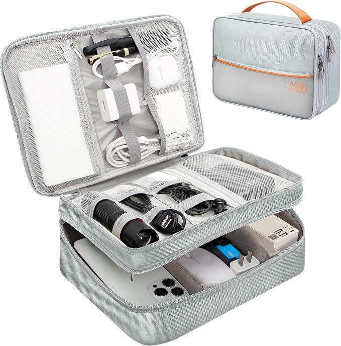 SELLYFELLY Electronics Travel Organizer, Double Layer Cable Organizer Bag