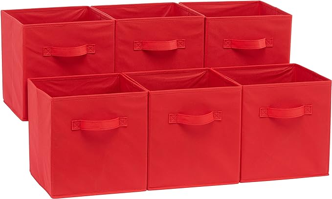 Amazon Basics Cube Organizer Storage Bins Handles, Collapsible Fabric,