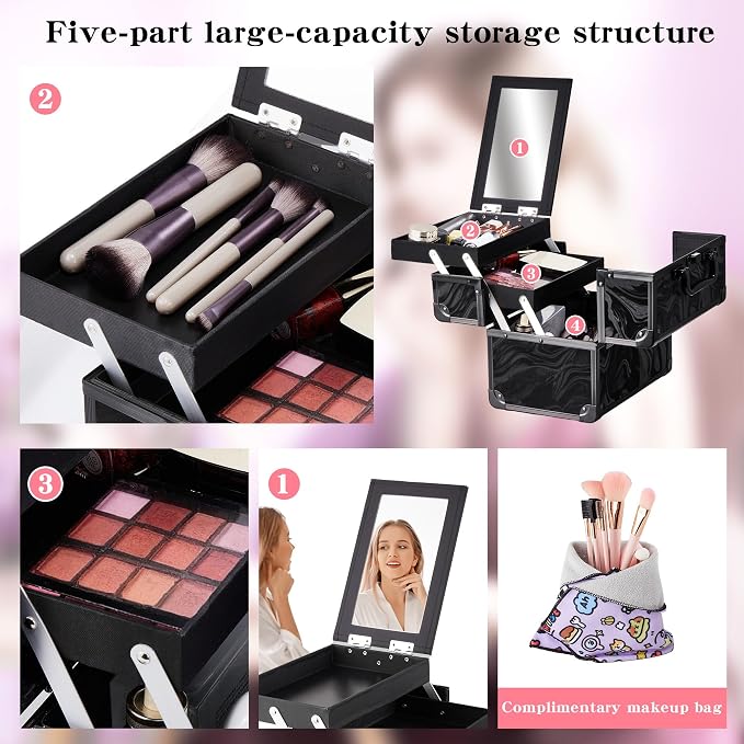 Makeup Train Case, Portable Makeup Case